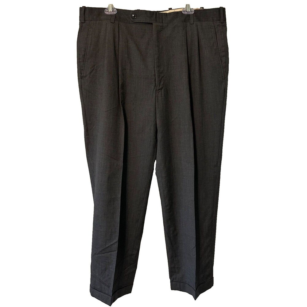 Tom James Executive Collection Mens Dress Pants Black Pockets‎ Pleated 40 X 28
